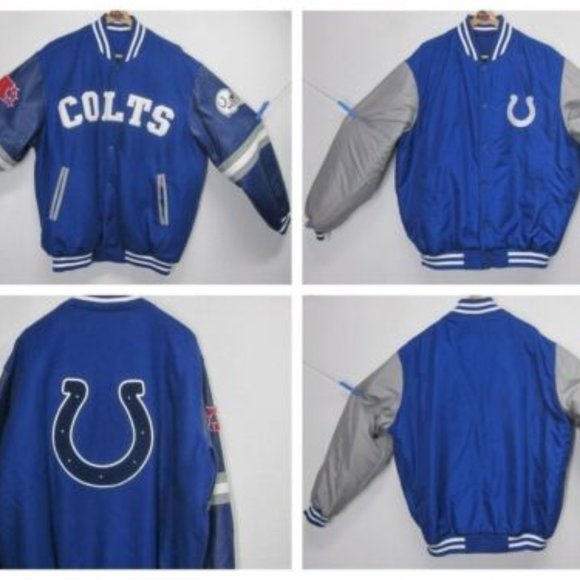 NWOT MEN'S 2XL INDIANAPOLIS COLTS NFL REVERSIBLE WOOL BLEND JACKET G-III LEATHER